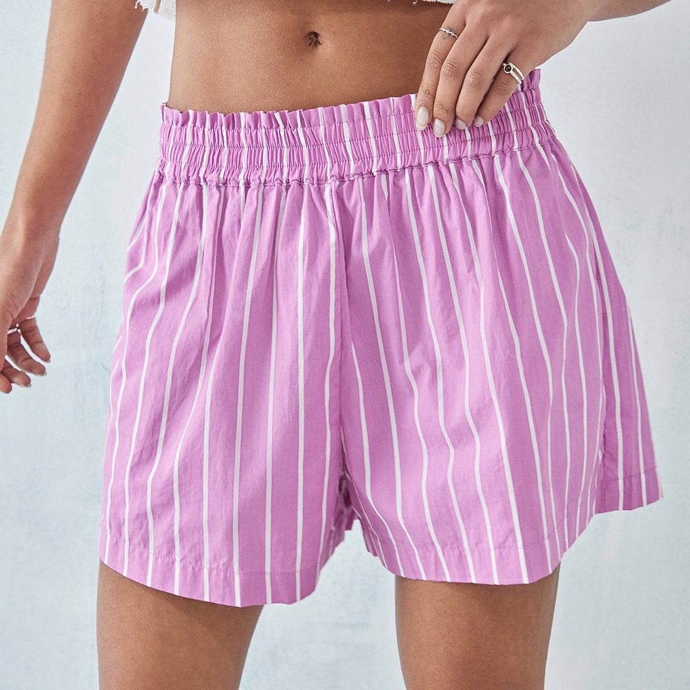 Faithfull the Brand High Waist Pink and White Striped Shorts | NWT